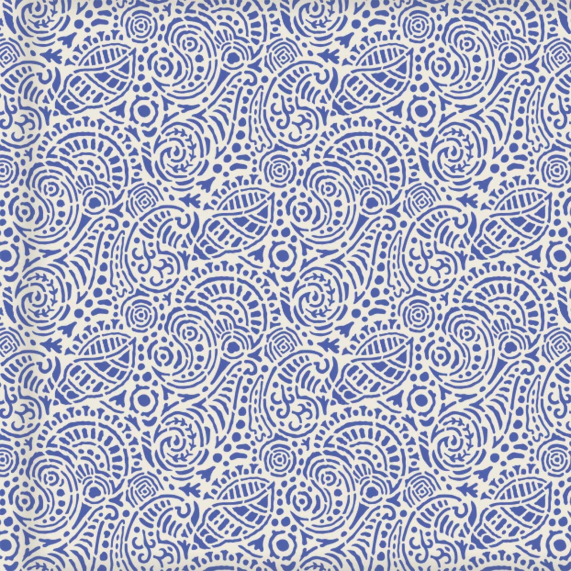 Abstract Seashells wall stencil pattern in a dark blue and white seashell design with repeating motifs, ideal for DIY wall painting and interior design projects.