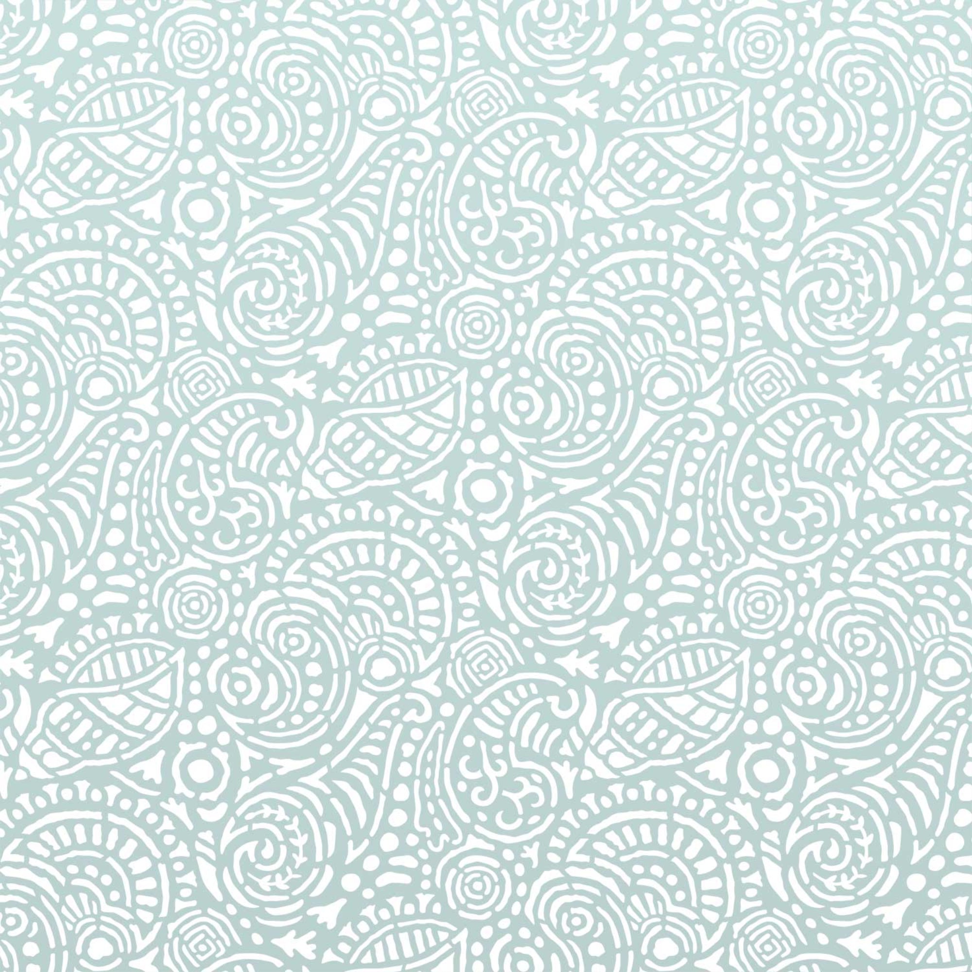 Abstract Seashells wall stencil pattern in a bluish green seashell design with repeating motifs, ideal for DIY wall painting and interior design projects.