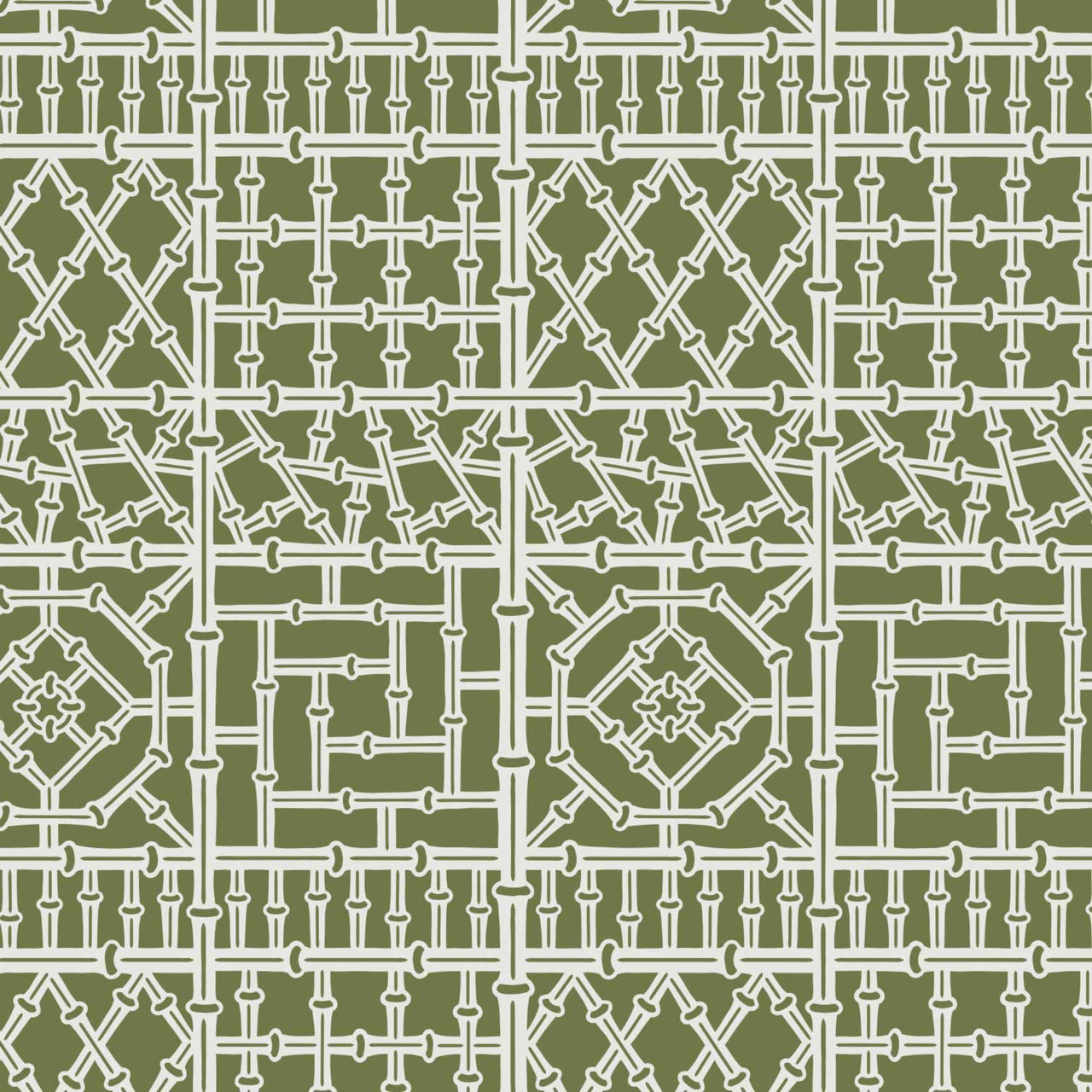 Bamboo wall stencil pattern shown in green and white geometric design with repeating motifs, ideal for DIY wall painting and interior decor projects.