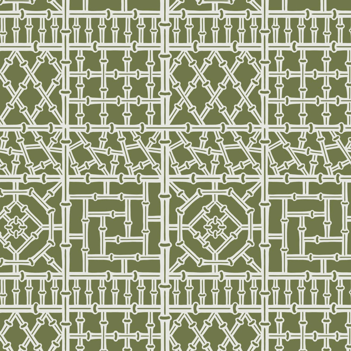 Bamboo wall stencil pattern shown in green and white geometric design with repeating motifs, ideal for DIY wall painting and interior decor projects.