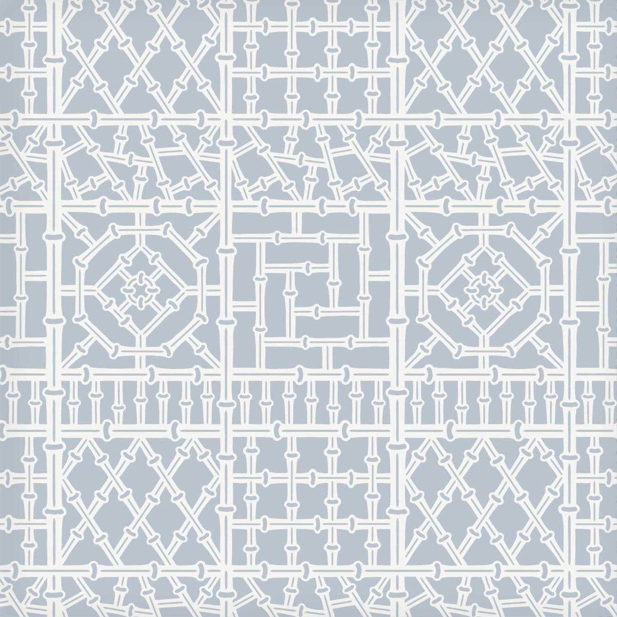 Bamboo wall stencil pattern shown in blue and white geometric design with repeating motifs, ideal for DIY wall painting and interior decor projects.