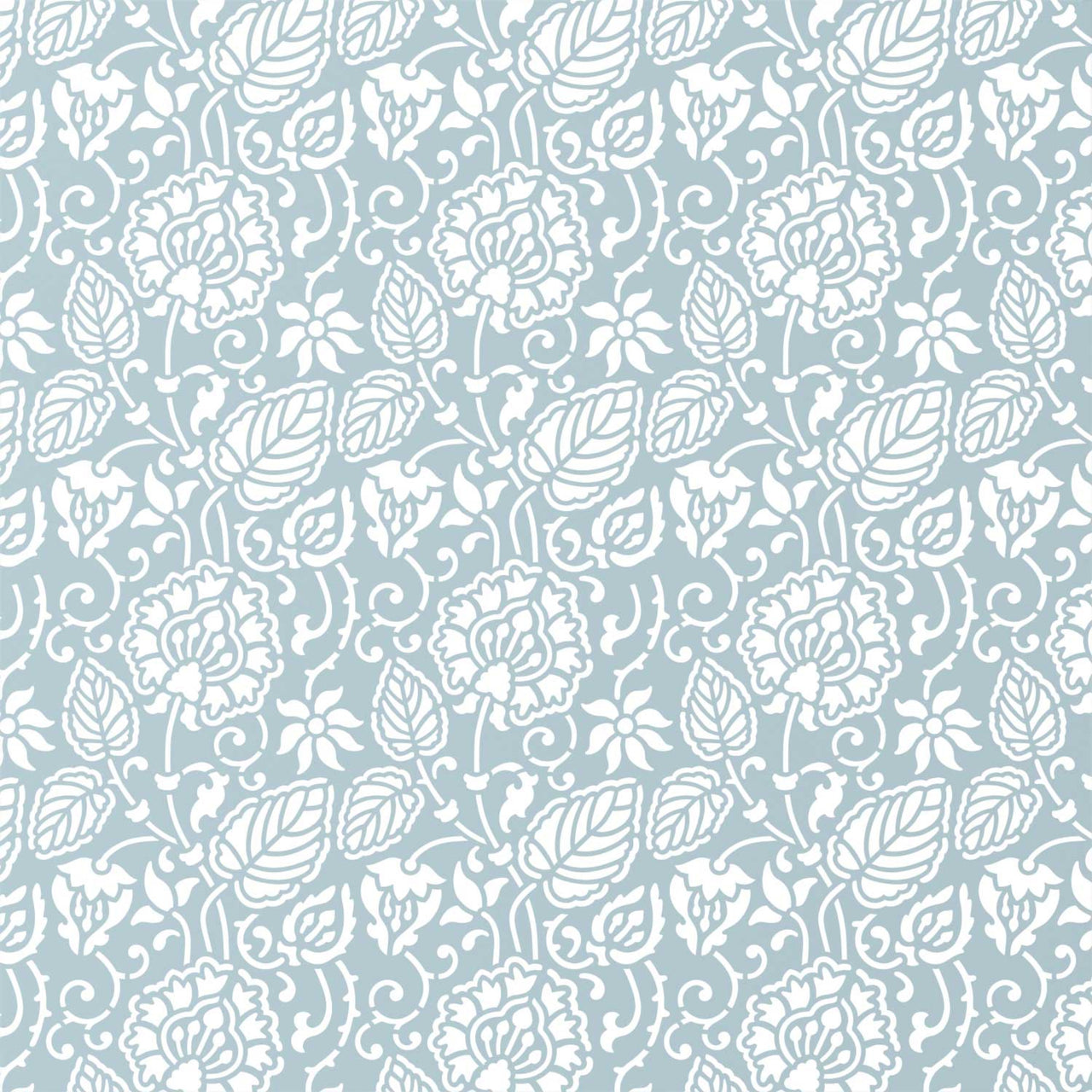 Dandelion wall stencil pattern shown in blue and white floral design with repeating motifs, ideal for DIY wall painting and interior decor projects.