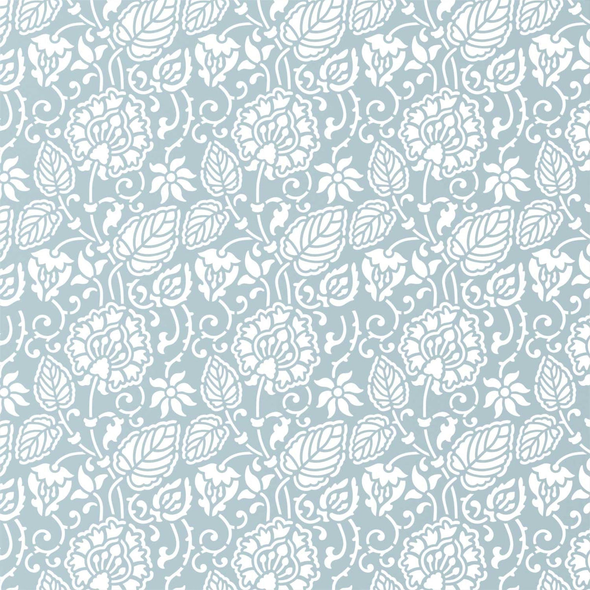 Dandelion wall stencil pattern shown in blue and white floral design with repeating motifs, ideal for DIY wall painting and interior decor projects.