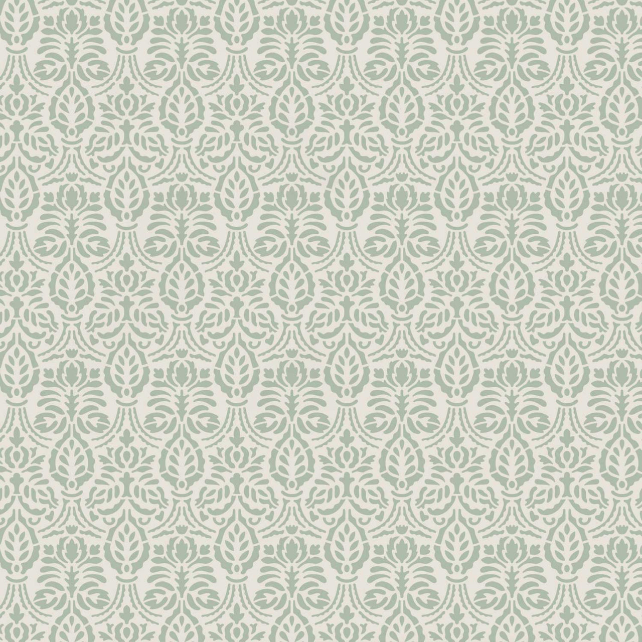 Spear thistle wall stencil pattern shown in a light sage and white floral design with repeating motifs, ideal for DIY wall painting and interior decor projects.