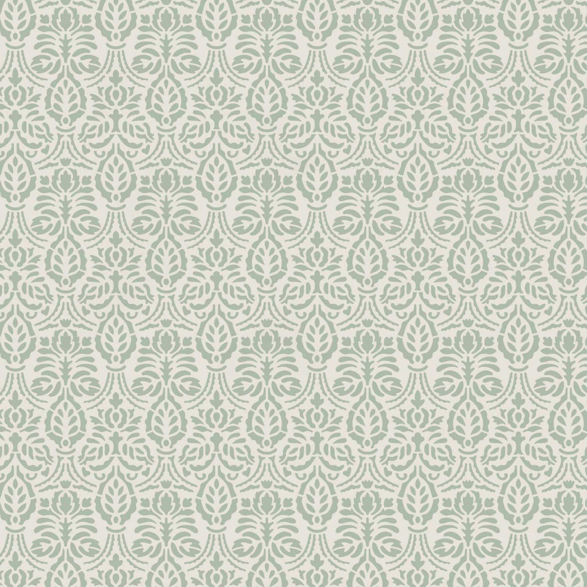 Spear thistle wall stencil pattern shown in a light sage and white floral design with repeating motifs, ideal for DIY wall painting and interior decor projects.