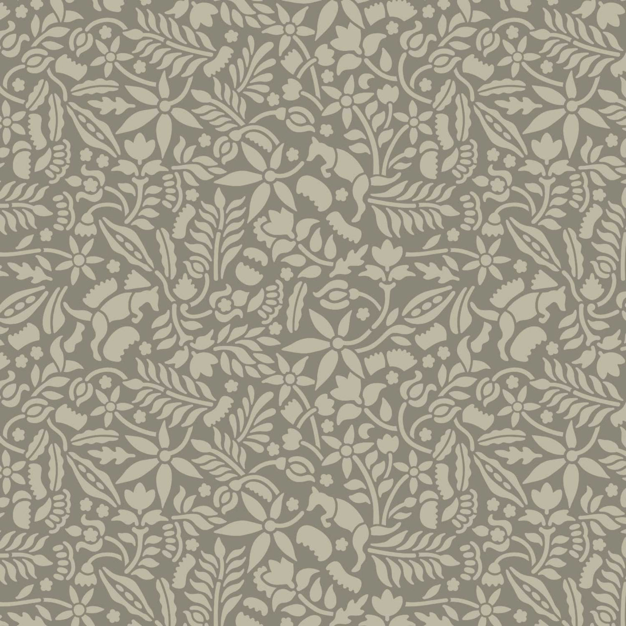 Woodland Foxes stencil pattern shown in dark green and lighter green floral and fox design with repeating motifs, ideal for DIY wall painting and interior decor projects.