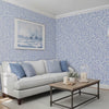 Hummingbird wall stencil in living room. Two women walk in, sit on the couch followed by a dog video.