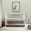 Birds and Berries wall stencil in nursery. Mother enters holding her baby, puts down the baby bottle, places the baby in the crib video.